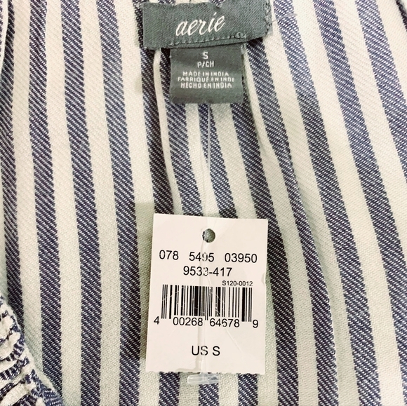 NWT AERIE lightweight LS Striped Ruffle Neck Pullover Tunic sz Small - Picture 5 of 9